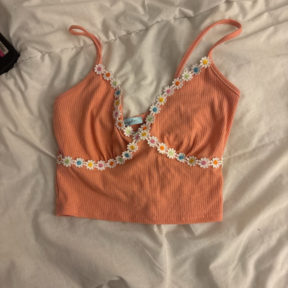 pink flower crop top